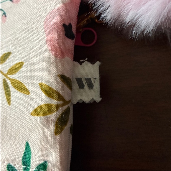 Kids Pink Floral & Patchwork Backpack with Pom Pom Keychain - Picture 5 of 6